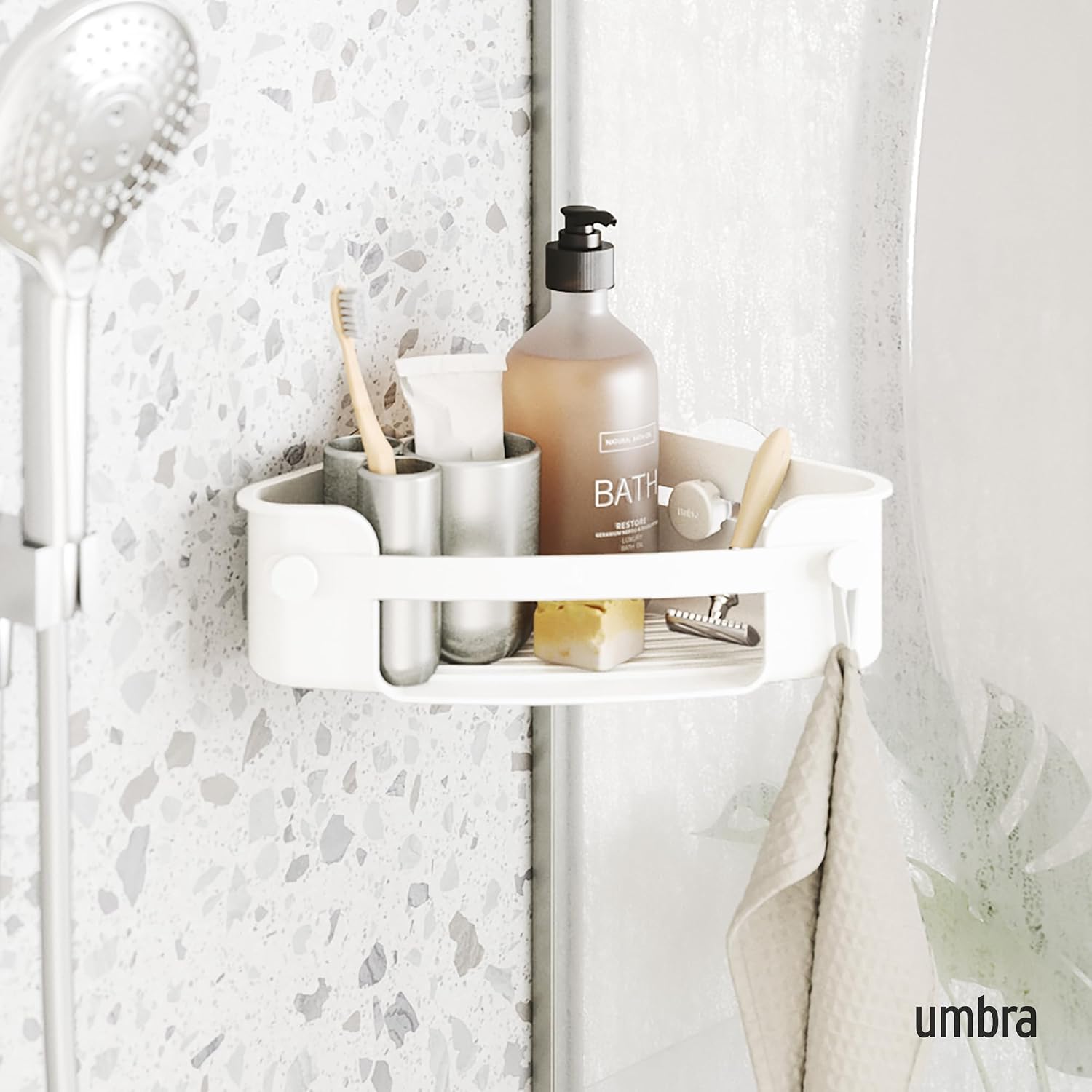 Umbra Flex Adhesive Shower Corner Shelf — White; corner shelf — supplier photo 2