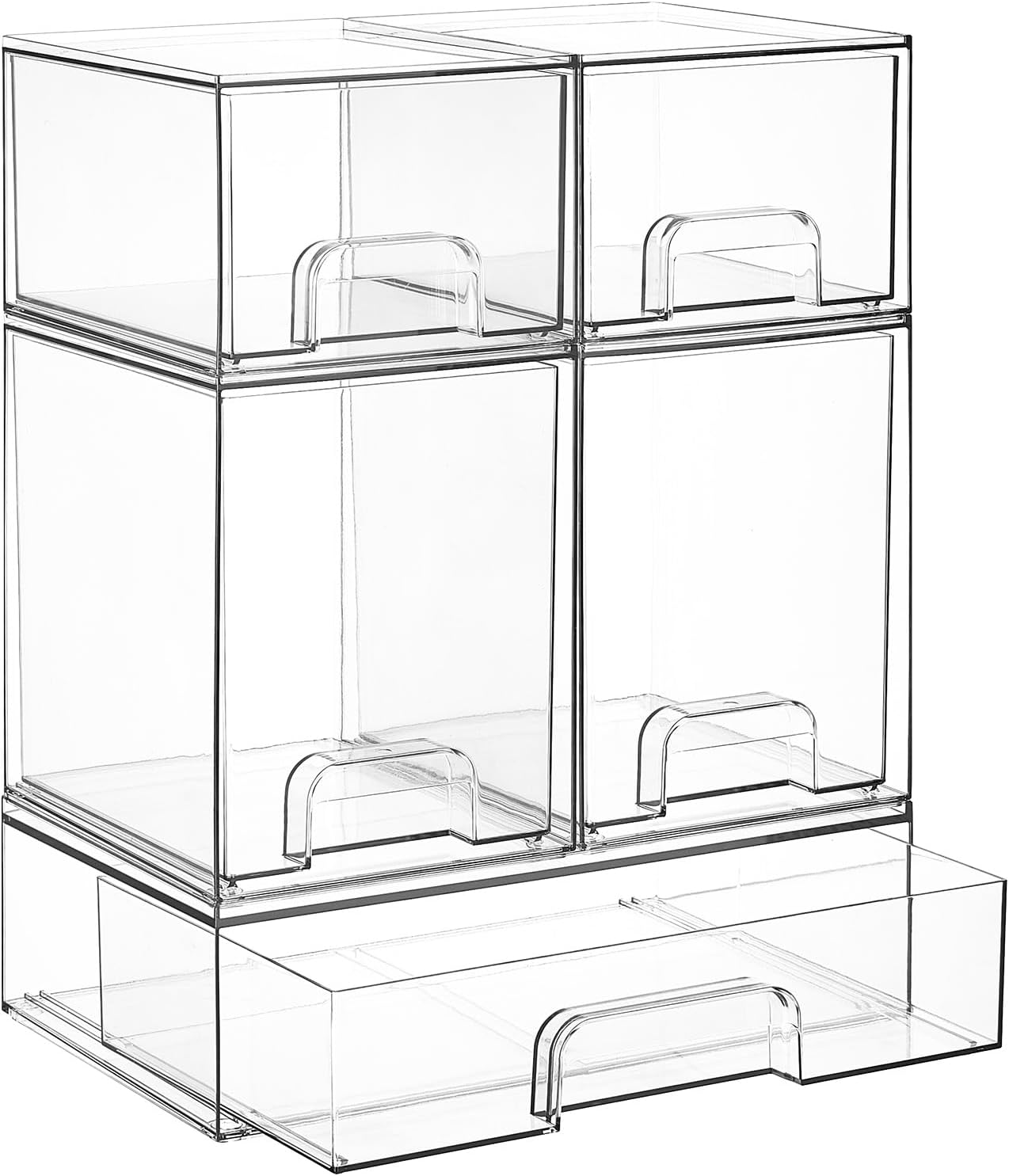 Vtopmart clear storage drawers — Clear · 2 Small + 2 High + 1 Wide